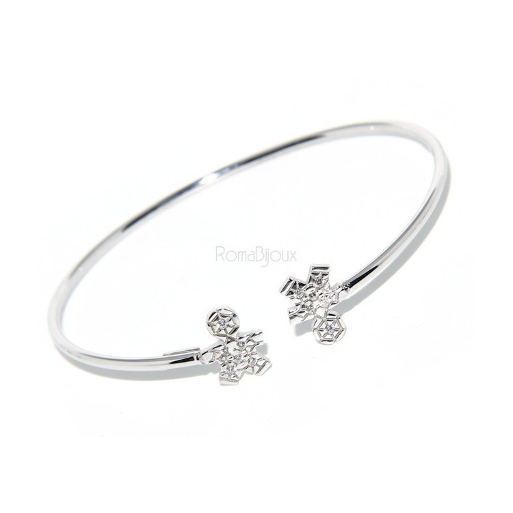 RMB|ARGENTO 925 : Bracciale donna schiava aperto bambino zirconi naturali bianchi brillanti