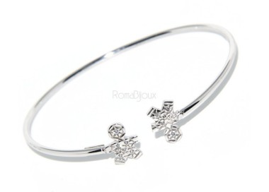RMB|ARGENTO 925 : Bracciale donna schiava aperto bambino zirconi naturali bianchi brillanti