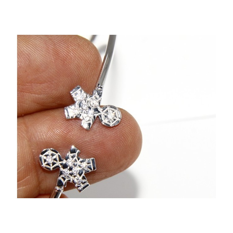 RMB|SILVER 925: woman bracelet open child slave bright white natural zircons