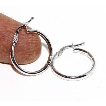 RMB|Argento 925 : orecchini donna anelle cerchi boccole lisce classiche 19 mm 3 colori