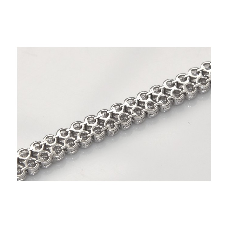 RMB|Argento 925 : Bracciale Tennis Con Zirconi bianchi cipollino 2,5 mm doppia corona 18 cm