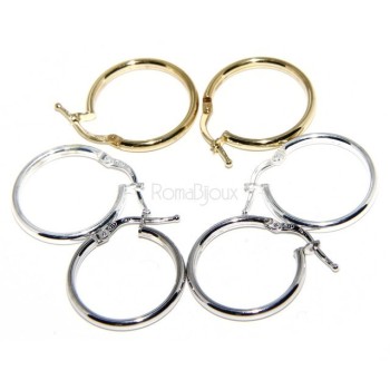 RMB|Argento 925 : orecchini donna anelle cerchi boccole lisce classiche 19 mm 3 colori