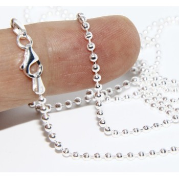 RMB|ARGENTO 925 : Girocollo collana pallini palline balls 2,0 mm varie lunghezze modello chiaro sbiancato