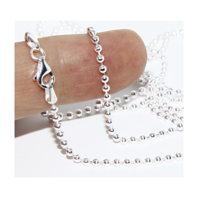 RMB|ARGENTO 925 : Girocollo collana pallini palline balls 2,0 mm varie lunghezze modello chiaro sbiancato