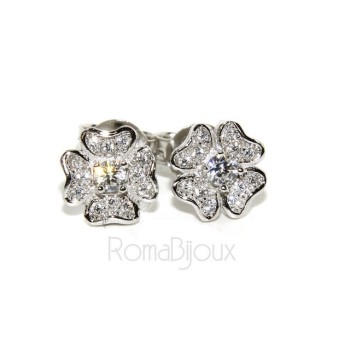 RMB|925: Women's earrings clover pave 'of white cubic zirconia microsetting