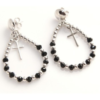 RMB|Argento 925 : orecchini donna rosario palline goccia e croce