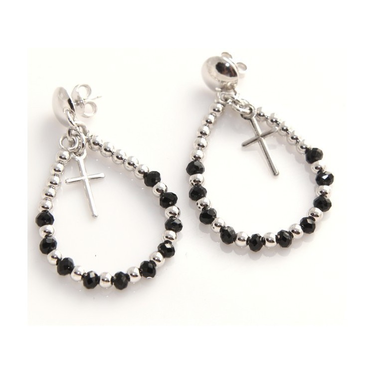 RMB|Argento 925 : orecchini donna rosario palline goccia e croce