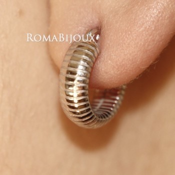 RMB|Argento 925 : orecchini donna uomo anelle cerchi scattino lavorati righe orizzontali