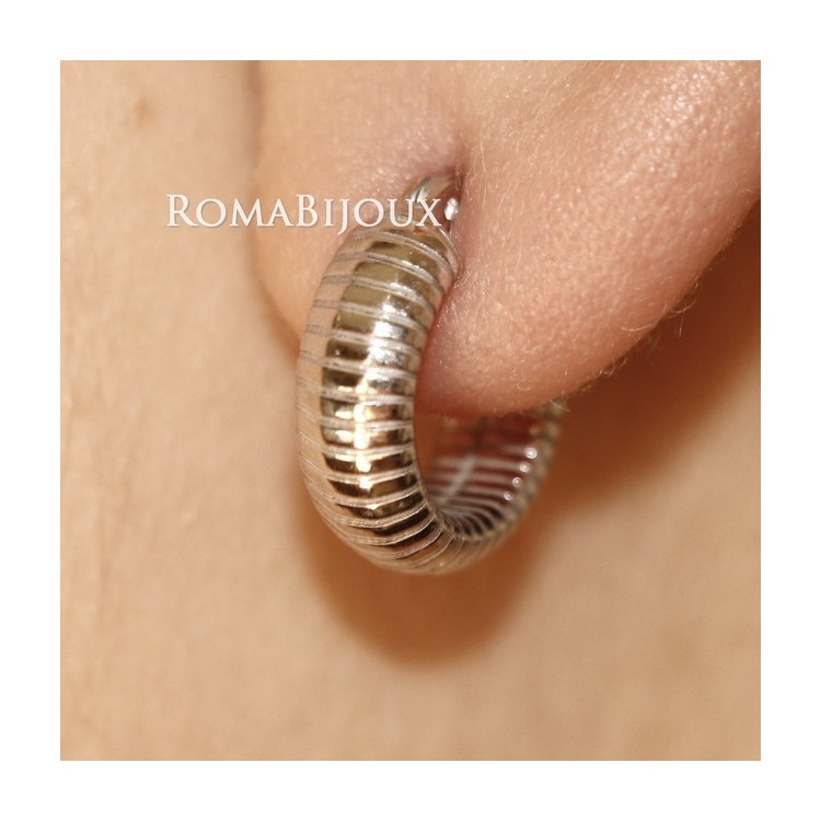 RMB|Argento 925 : orecchini donna uomo anelle cerchi scattino lavorati righe orizzontali