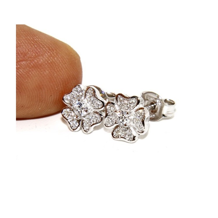 RMB|925: Women's earrings clover pave 'of white cubic zirconia microsetting