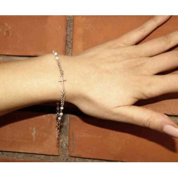 RMB|Rosary bracelet male female 925 miraculous Madonna, the cross and white beads 16,50 19,50