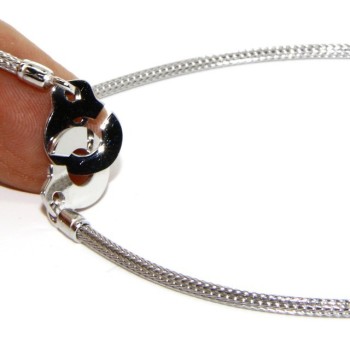 RMB|Argento 925 : bracciale o collana donna uomo fox tail cavetto con manette dell'amore