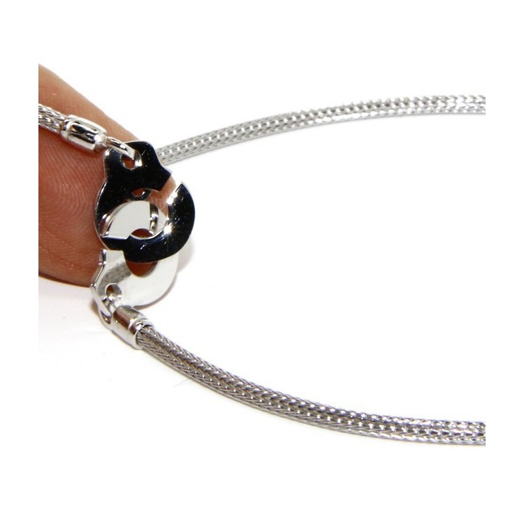 RMB|Argento 925 : bracciale o collana donna uomo fox tail cavetto con manette dell'amore