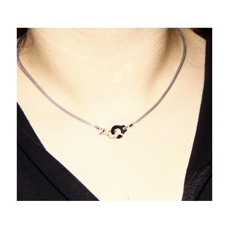 RMB|Argento 925 : bracciale o collana donna uomo fox tail cavetto con manette dell'amore