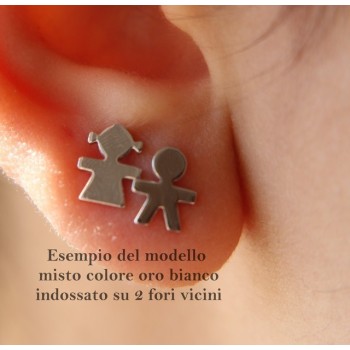 RMB|925 sterling silver earrings: baby boy or baby girl Light gold Yellow and white satin