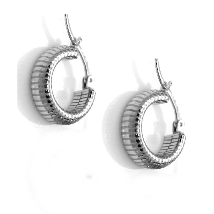 RMB|orecchini argento 925 cerchi scattino righe orizzontali