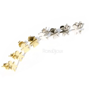 RMB|orecchini Argento 925 : bambino bimbo o Bambina bimba Oro Giallo bianco chiaro e satinato