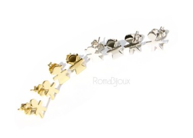 RMB|orecchini Argento 925 : bambino bimbo o Bambina bimba Oro Giallo bianco chiaro e satinato