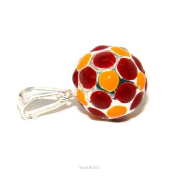 RMB|cioc14 - Argento 925 : Ciondolo uomo donna palla pallone da calcio giallorosso ROMA Made in Italy