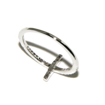 RMB|Argento 925 Rodiato : anello donna con croce microsetting zirconi