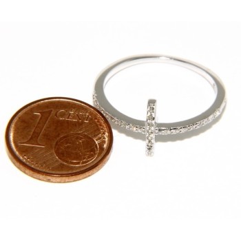 RMB|925 Rhodium-plated: Ring woman with microsetting cross zircons