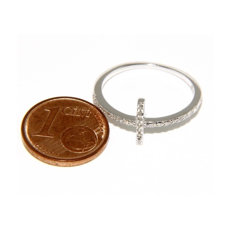 RMB|925 Rhodium-plated: Ring woman with microsetting cross zircons
