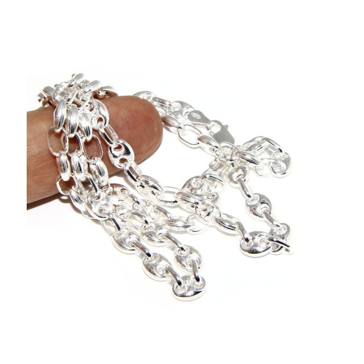 RMB|ARGENTO 925 : Collana girocollo o lunga bracciale maglia marina chiara 6x8, per uomo o donna