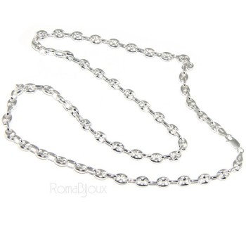 RMB|ARGENTO 925 : Collana girocollo o lunga bracciale maglia marina chiara 6x8, per uomo o donna