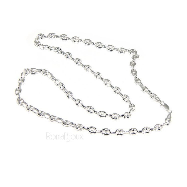 RMB|ARGENTO 925 : Collana girocollo o lunga bracciale maglia marina chiara 6x8, per uomo o donna