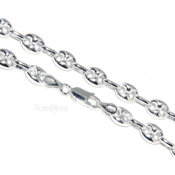 RMB|ARGENTO 925 : Collana girocollo o lunga bracciale maglia marina chiara 6x8, per uomo o donna