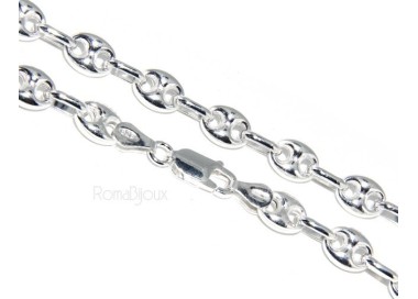 RMB|ARGENTO 925 : Collana girocollo o lunga bracciale maglia marina chiara 6x8, per uomo o donna