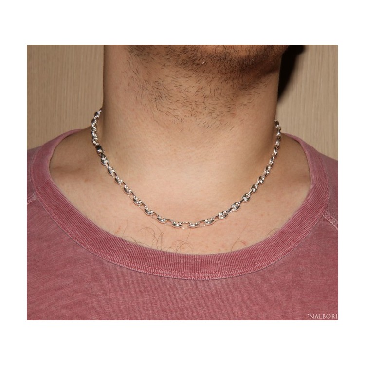 RMB|Collana girocollo o lunga bracciale maglia marina argento 925 6x8 uomo o donna