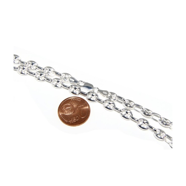 RMB|ARGENTO 925 : Collana girocollo o lunga bracciale maglia marina chiara 6x8, per uomo o donna