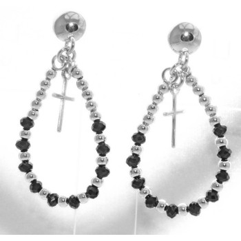 RMB|Argento 925 : orecchini donna rosario palline goccia e croce