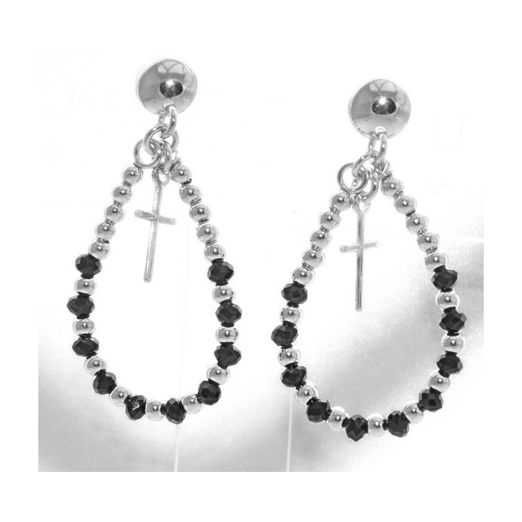 RMB|Argento 925 : orecchini donna rosario palline goccia e croce