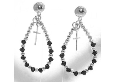 RMB|Argento 925 : orecchini donna rosario palline goccia e croce