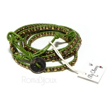 RMB|Argento 925 : Bracciale Uomo Donna HIP HOP semipreziosi cristallo di rocca cuoio piu' giri