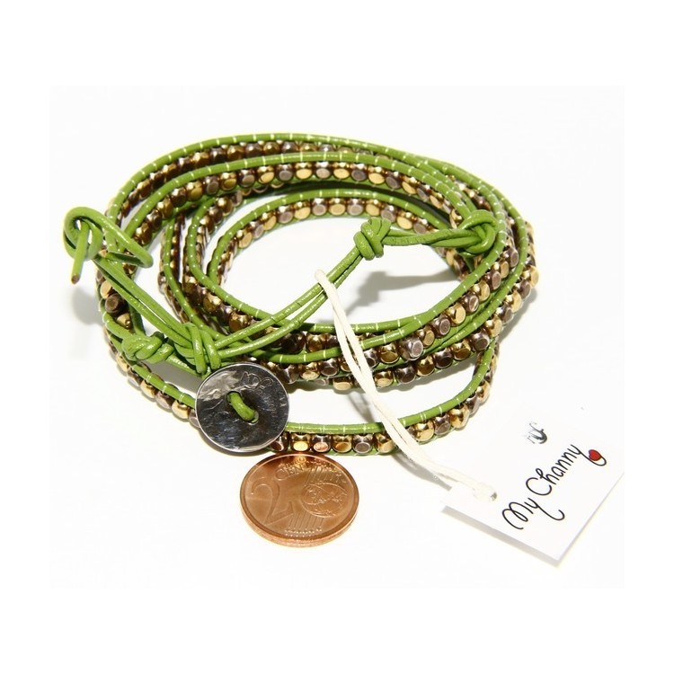 RMB|Argento 925 : Bracciale Uomo Donna HIP HOP semipreziosi cristallo di rocca cuoio piu' giri