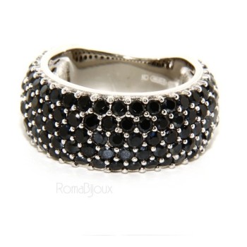 RMB|925 Rhodium: end women ring apron Riviera with 5 blacks zircons file