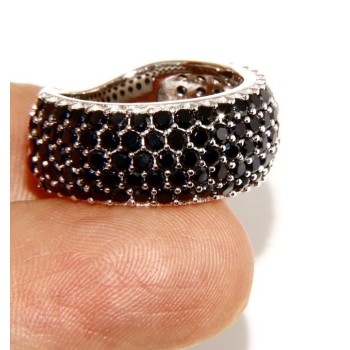 RMB|925 Rhodium: end women ring apron Riviera with 5 blacks zircons file