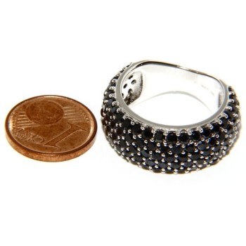 RMB|925 Rhodium: end women ring apron Riviera with 5 blacks zircons file