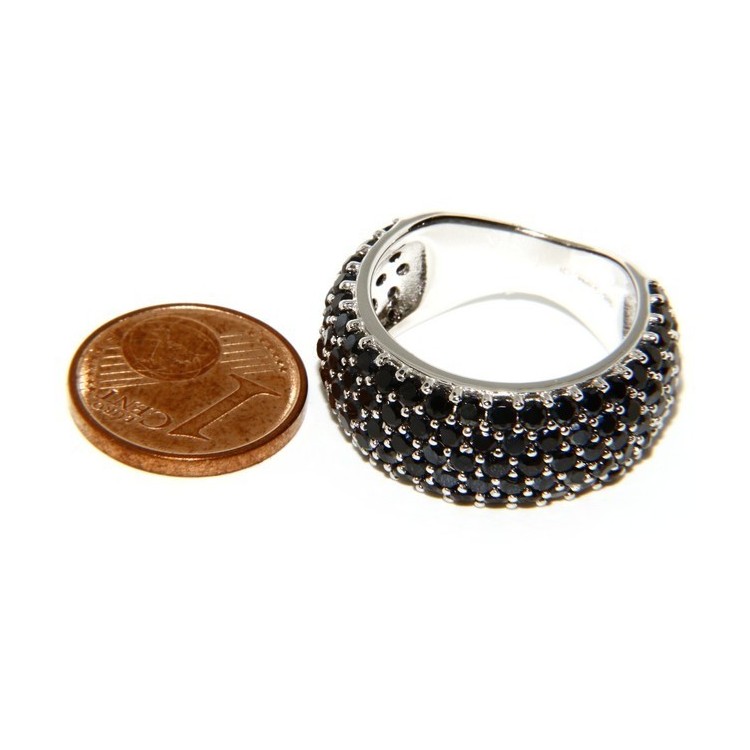 RMB|925 Rhodium: end women ring apron Riviera with 5 blacks zircons file