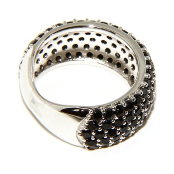 RMB|925 Rhodium: end women ring apron Riviera with 5 blacks zircons file