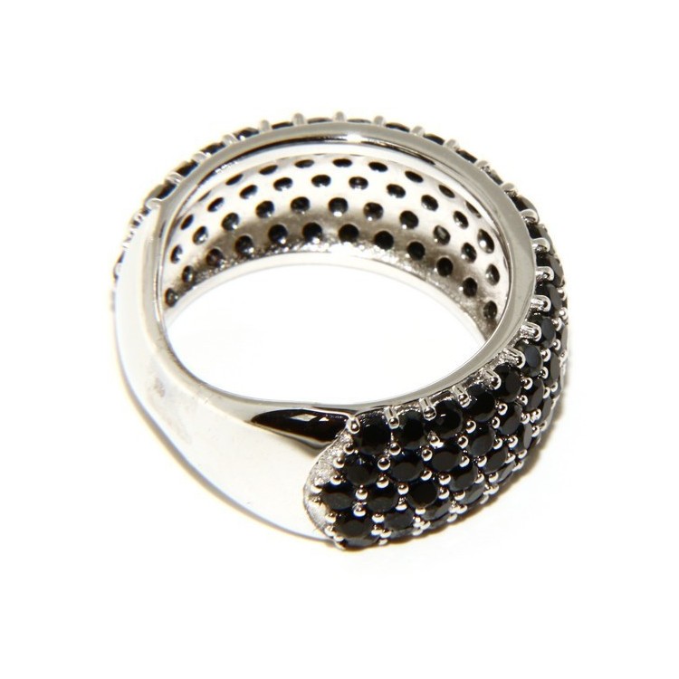 RMB|925 Rhodium: end women ring apron Riviera with 5 blacks zircons file