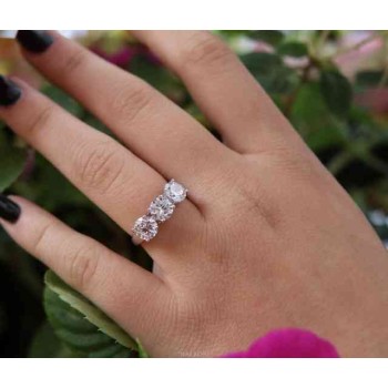 RMB|925 Rhodium: Trilogy with white zirconium 0.6 brilliant cut