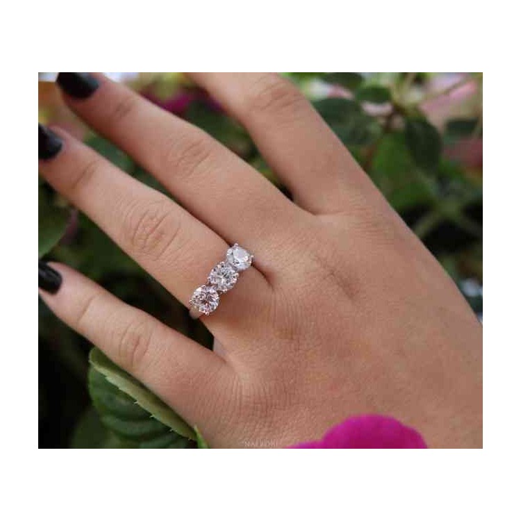 RMB|925 Rhodium: Trilogy with white zirconium 0.6 brilliant cut