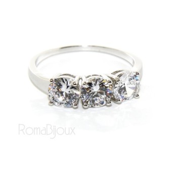RMB|Argento 925 Rodiato : Trilogy con zirconi bianchi da 0,6 taglio brillante