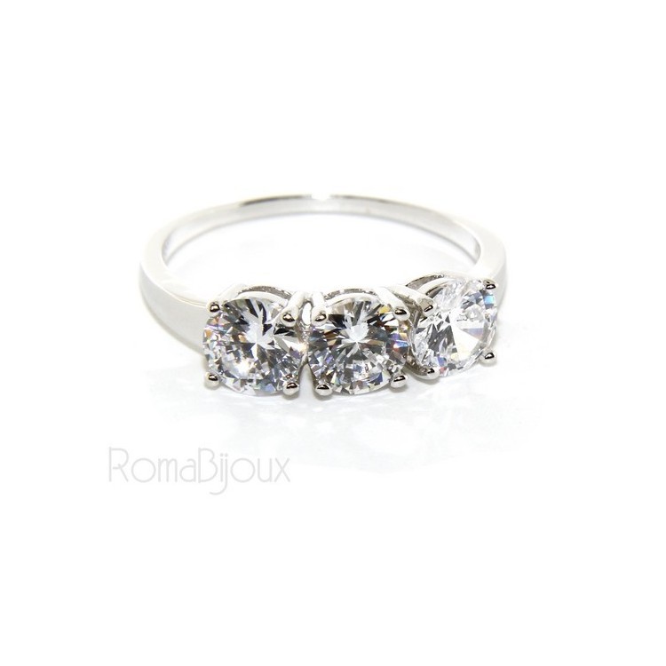 RMB|925 Rhodium: Trilogy with white zirconium 0.6 brilliant cut