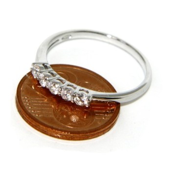 RMB|Argento 925 Rodiato : anello donna riviera con 5 zirconi bianchi da 2.0 mm