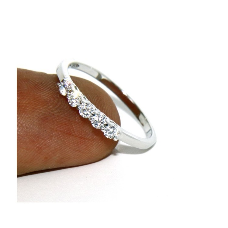 RMB|925 Rhodium: Riviera Women's ring with 5 zirconia white 2.0 mm